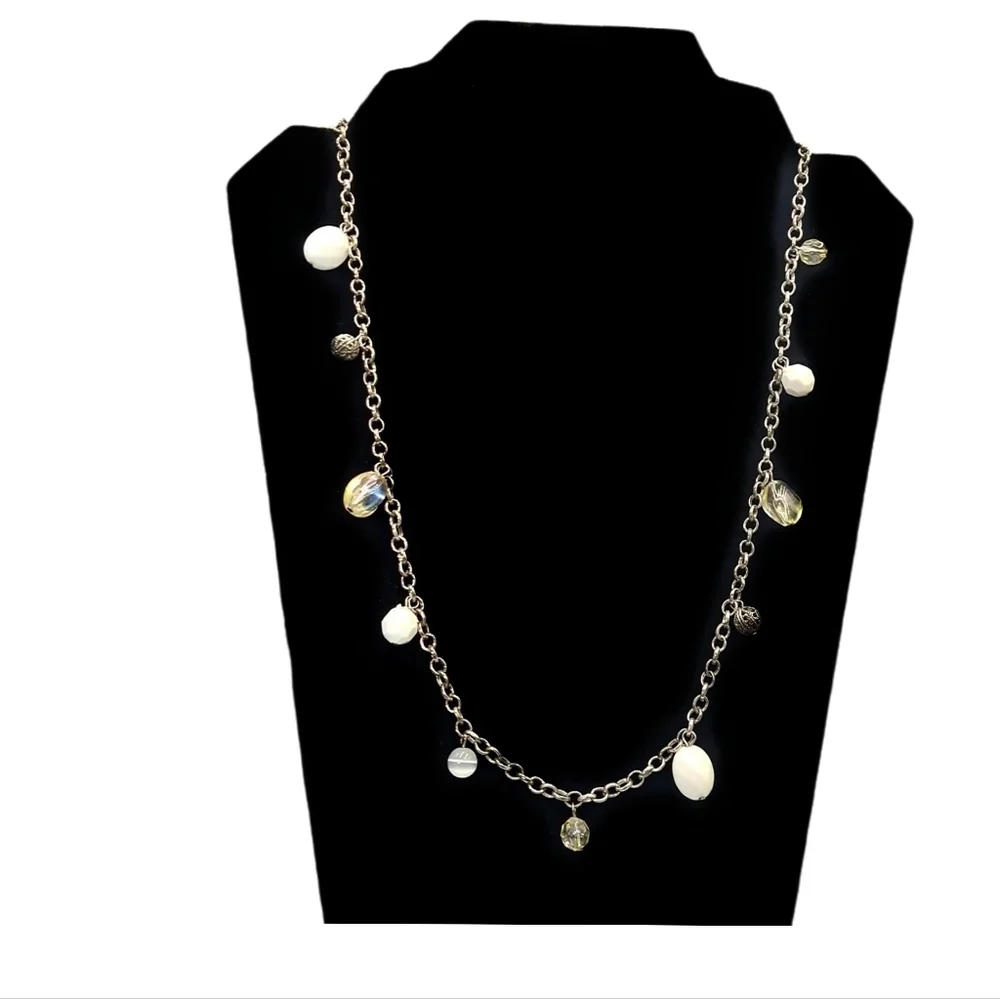 Elegant Silver and White Faux Perls Necklace
